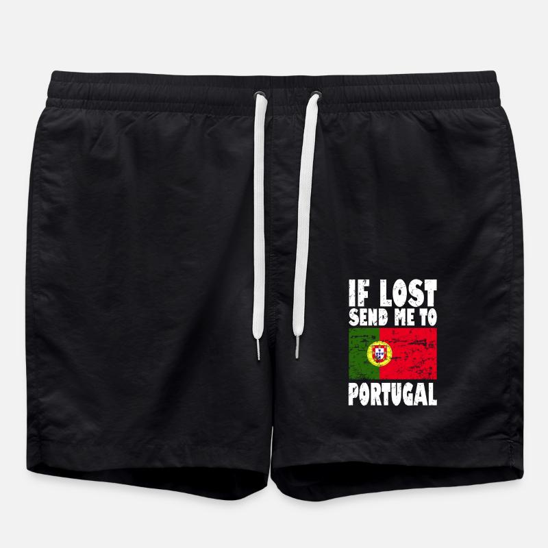 Portugal Flag Saying - Swim Trunks - black