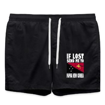 Papua New Guinea Flag Saying - Swim Trunks - black - Front - AI Model Male 185 light (185cm)