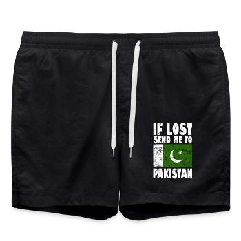 Pakistan Flagge Spruch - Badeshorts - Schwarz - Vorne - AI Model Male 185 light (185cm)