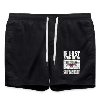 Saint Barthélemy Flag Saying - Swim Trunks - black - Front - AI Model Male 185 light (185cm)