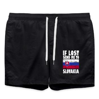 Slovakia Flag Saying - Swim Trunks - black - Front - AI Model Male 185 light (185cm)