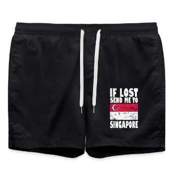 Drapeau de Singapour - Short de bain - noir - Devant - AI Model Male 185 light (185cm)