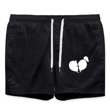 Herz Liebe Verbindung Romantisch - Badeshorts - Schwarz - Vorne - AI Model Male 185 light (185cm)