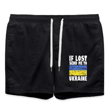Slogan du drapeau de l’Ukraine - Short de bain - noir - Devant - AI Model Male 185 light (185cm)