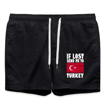 Drapeau de la Turquie - Short de bain - noir - Devant - AI Model Male 185 light (185cm)