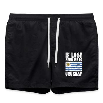 Uruguay Flag Saying - Swim Trunks - black - Front - AI Model Male 185 light (185cm)