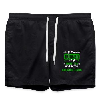 Als Gott meine Hühner schuf das wird lustig Huhn - Badeshorts - Schwarz - Vorne - AI Model Male 185 light (185cm)