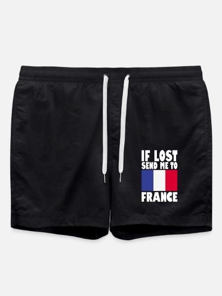 France Flag Slogan - Swim Trunks - black