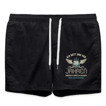 30 Jahre verheiratet wird lustig 30.Hochzeitstag - Badeshorts - Schwarz - Vorne - AI Model Male 185 light (185cm)