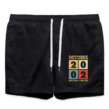 Octobre 2002 Édition Limitée Anniversaire Vintage - Short de bain - noir - Devant - AI Model Male 185 light (185cm)