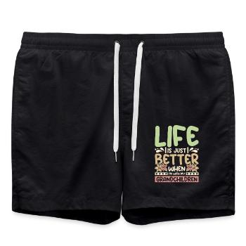 Life is better with my grandchildren - Swim Trunks - black - Front - AI Model Male 185 light (185cm)