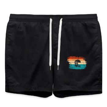 Mushroom Fungal Lover Retro Fungi Forest Gift idea - Badeshorts - Schwarz - Vorne - AI Model Male 185 light (185cm)