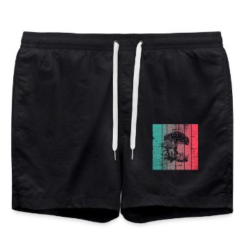 Mushroom Fungal Lover Retro Fungi Forest Gift idea - Badeshorts - Schwarz - Vorne - AI Model Male 185 light (185cm)