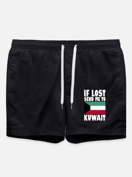 Kuwait Flag Saying - Swim Trunks - black