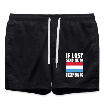 Luxembourg Flag Saying - Swim Trunks - black - Front - AI Model Male 185 light (185cm)