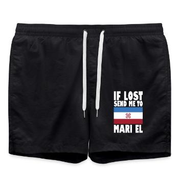 Mari El Flagge Spruch - Badeshorts - Schwarz - Vorne - AI Model Male 185 light (185cm)