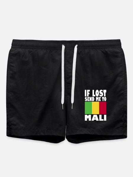 Mali Flag Slogan - Swim Trunks - black