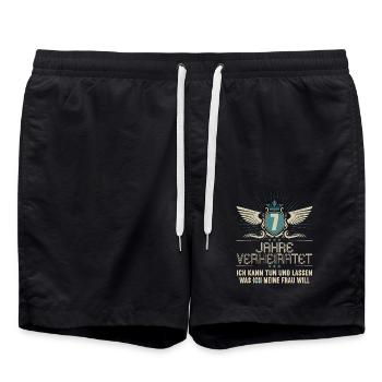7 Jahre verheiratet kann tun 7.Hochzeitstag - Badeshorts - Schwarz - Vorne - AI Model Male 185 light (185cm)