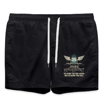 35 Jahre verheiratet kann tun 35.Hochzeitstag - Badeshorts - Schwarz - Vorne - AI Model Male 185 light (185cm)