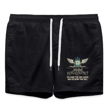 13 Jahre verheiratet kann tun 13.Hochzeitstag - Badeshorts - Schwarz - Vorne - AI Model Male 185 light (185cm)