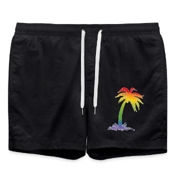 Rainbow Palm white - Swim Trunks - black - Front - AI Model Male 185 light (185cm)