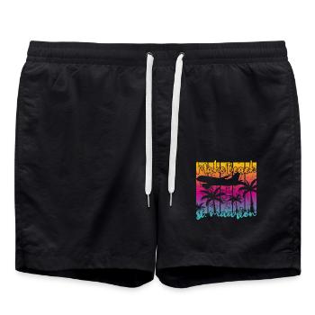 Maho Beach St. Maarten - Badeshorts - Schwarz - Vorne - AI Model Male 185 light (185cm)