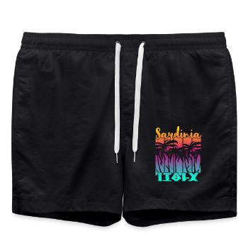Vintage Sardaigne Italie Coucher de soleil - Short de bain - noir - Devant - AI Model Male 185 light (185cm)