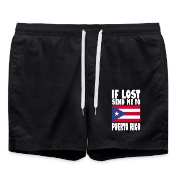 PUERTO RICO Flag Saying - Swim Trunks - black - Front - AI Model Male 185 light (185cm)