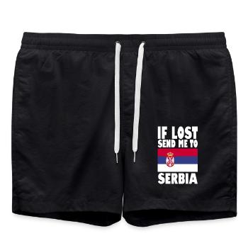 Slogan du drapeau de la Serbie - Short de bain - noir - Devant - AI Model Male 185 light (185cm)