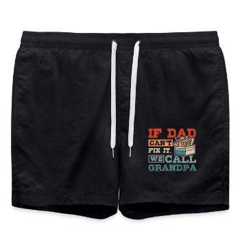If dad can't fix it we call grandpa - Swim Trunks - black - Front - AI Model Male 185 light (185cm)