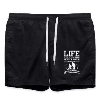 La vie est bette avec vos petits-enfants - Short de bain - noir - Devant - AI Model Male 185 light (185cm)