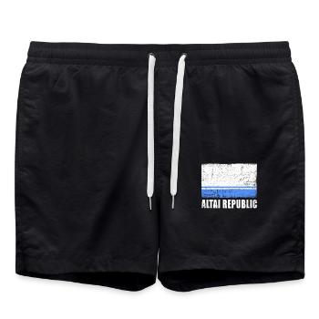 Republik Altai Flagge - Badeshorts - Schwarz - Vorne - AI Model Male 185 light (185cm)