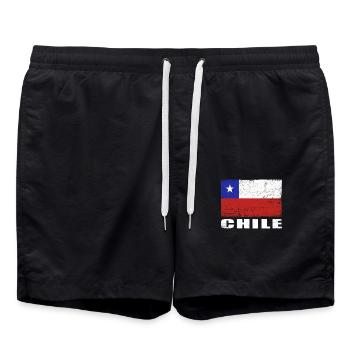 Chile Flagge Grunge Chile Fahne - Badeshorts - Schwarz - Vorne - AI Model Male 185 light (185cm)