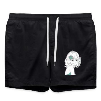 Manga Girl Anime - Badeshorts - Schwarz - Vorne - AI Model Male 185 light (185cm)
