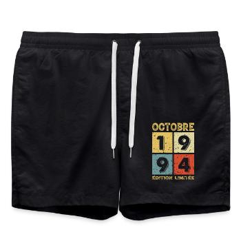 Anniversaire Vintage Idée Cadeau Octobre 1994 - Short de bain - noir - Devant - AI Model Male 185 light (185cm)