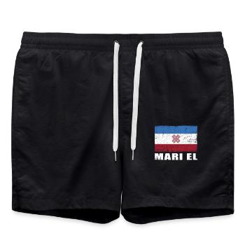 Mari El Flagge Grunge Mari El Fahne - Badeshorts - Schwarz - Vorne - AI Model Male 185 light (185cm)