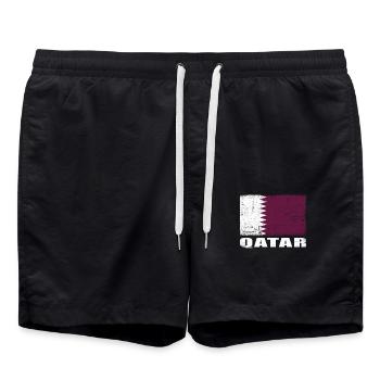 Qatar Flag Grunge Qatar Flag - Swim Trunks - black - Front - AI Model Male 185 light (185cm)