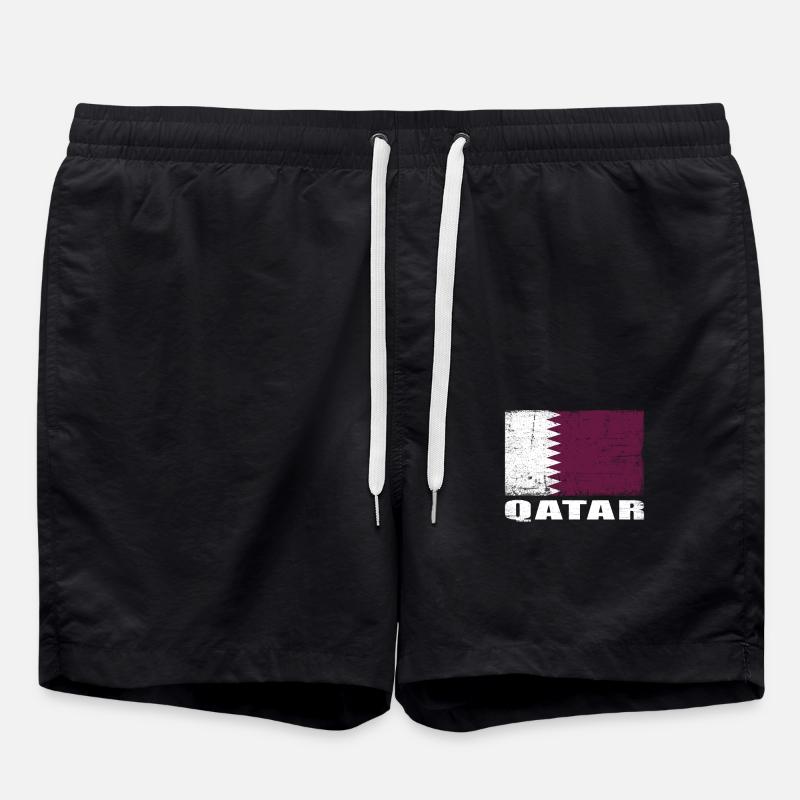 Qatar Flag Grunge Qatar Flag - Short de bain - noir