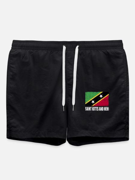 Saint Kitts And Nevi Flag - Swim Trunks - black