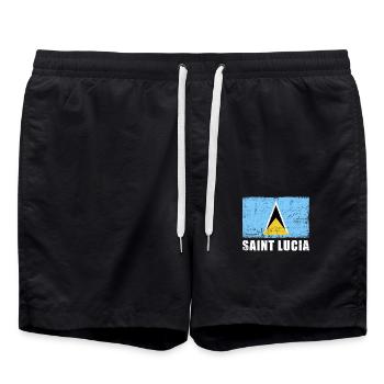 Sainte-Lucie Drapeau Grunge Sainte-Lucie Drapeau - Short de bain - noir - Devant - AI Model Male 185 light (185cm)