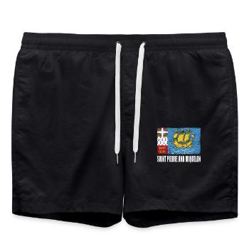 Saint Pierre and Miquelon flag - Swim Trunks - black - Front - AI Model Male 185 light (185cm)