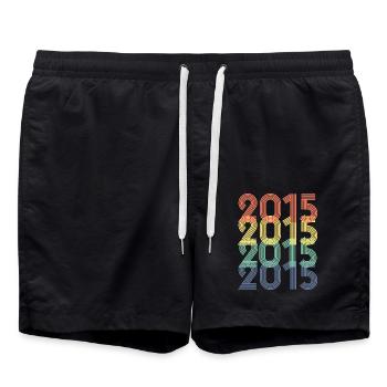 Cool Retro 2015, 8 Years Old, 8th Birthday Kids - Swim Trunks - black - Front - AI Model Male 185 light (185cm)