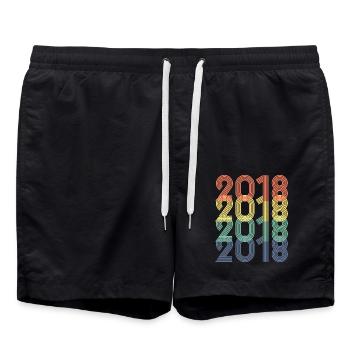 Cool Retro 2018, 5 Years Old, 5th Birthday Kids - Swim Trunks - black - Front - AI Model Male 185 light (185cm)
