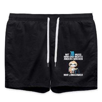 Mit 70 nichts anders nur langsamer 70 Geburtstag - Badeshorts - Schwarz - Vorne - AI Model Male 185 light (185cm)