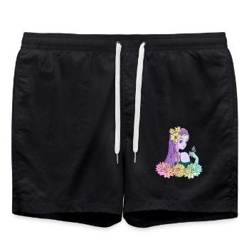 Manga Girl Anime Fille Papillon - Short de bain - noir - Devant - AI Model Male 185 light (185cm)