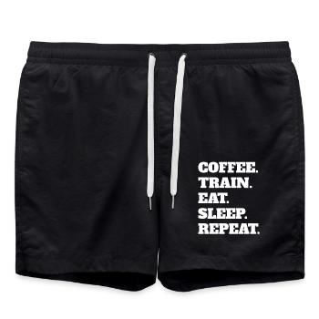 Krafttraining Fitness Kaffee Muskel Bodybuilder - Badeshorts - Schwarz - Vorne - AI Model Male 185 light (185cm)