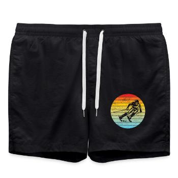 Wintersport Skifahrer Weihnachten Skifahren Ski - Badeshorts - Schwarz - Vorne - AI Model Male 185 light (185cm)