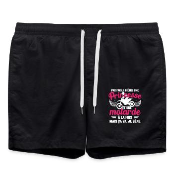Moto Vélo Vtt Anniversaire Motocross Femme Maman - Short de bain - noir - Devant - AI Model Male 185 light (185cm)