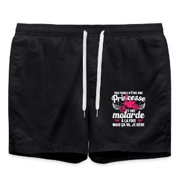 Moto Vélo Anniversaire Motocross Femme Idée Cadeau - Short de bain - noir - Devant - AI Model Male 185 light (185cm)