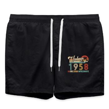 Anniversaire Vintage Idée Cadeau D Anniversaire 64 - Short de bain - noir - Devant - AI Model Male 185 light (185cm)